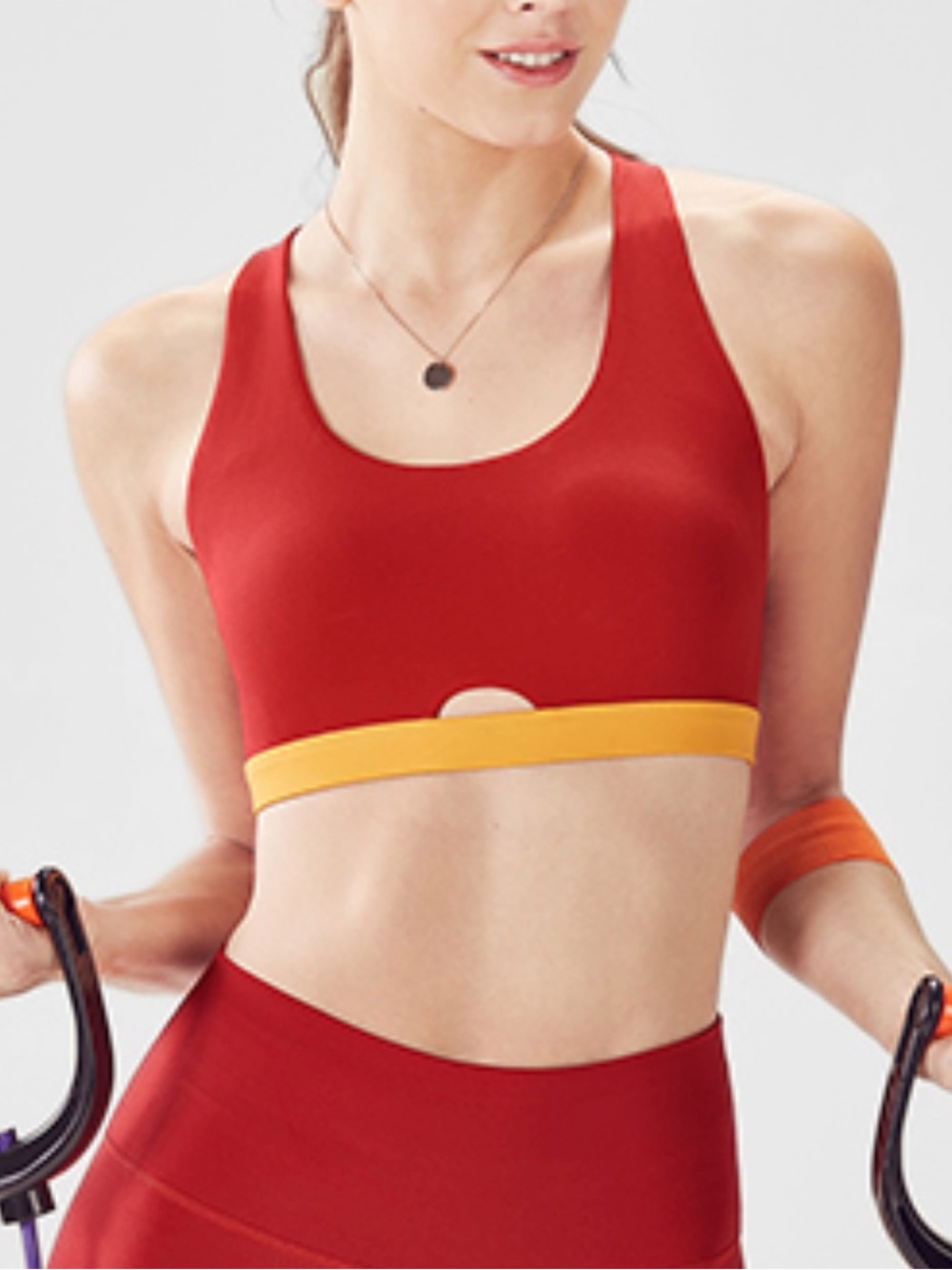 Fabletics Electra Sports Bra Red & Yellow/Orange XS (2-4) NWT